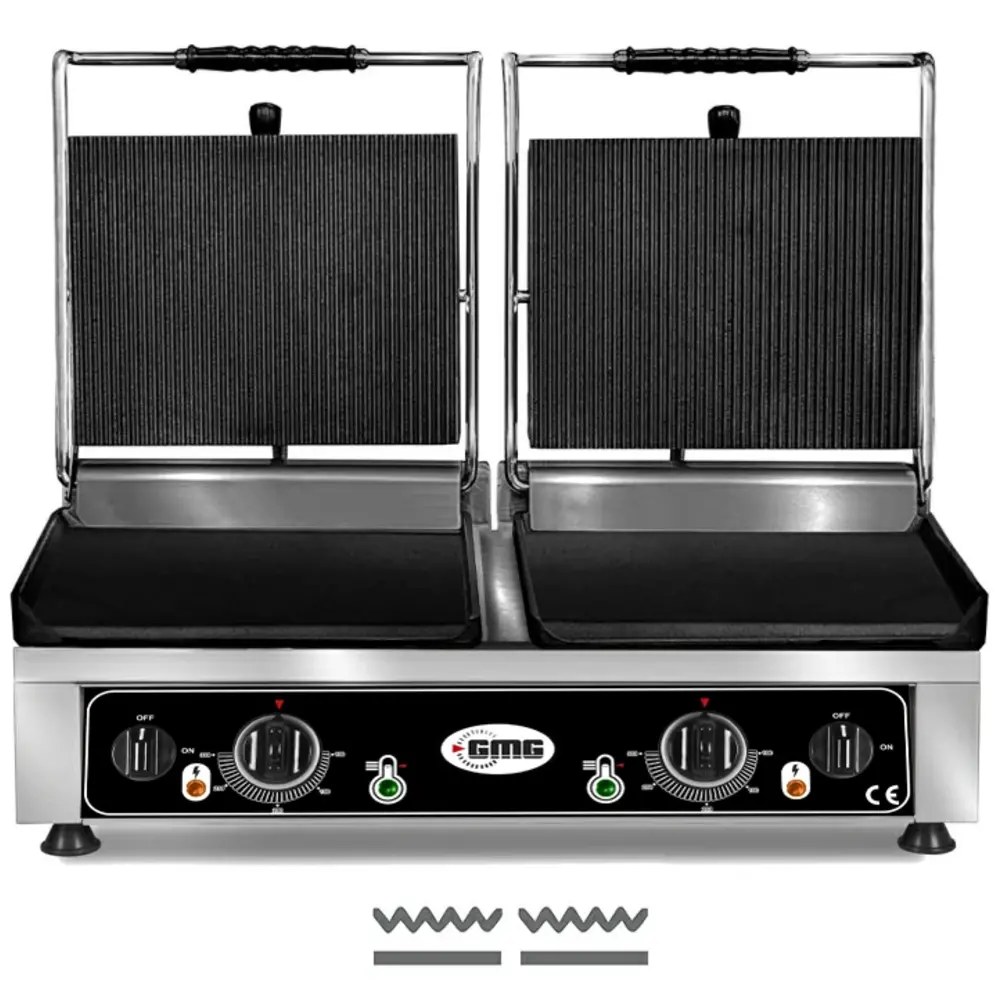 Gmg Contact-/paninigrill | Enkel | Glad Oppervlak 360x270 (gietijzer) | 50°c/300°c | 2.5kw (230v) | 410x500x300(h)mm