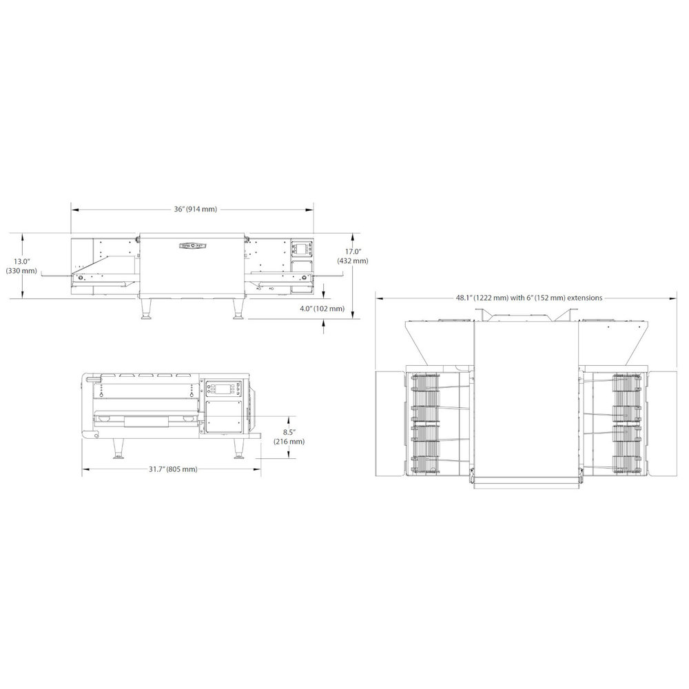 Turbochef Conveyor Oven | High Speed | Interne Afzuiging | Programmeerbaar | Split Belt | 400v (7.5kw) | 914/1219x805x432(h)mm