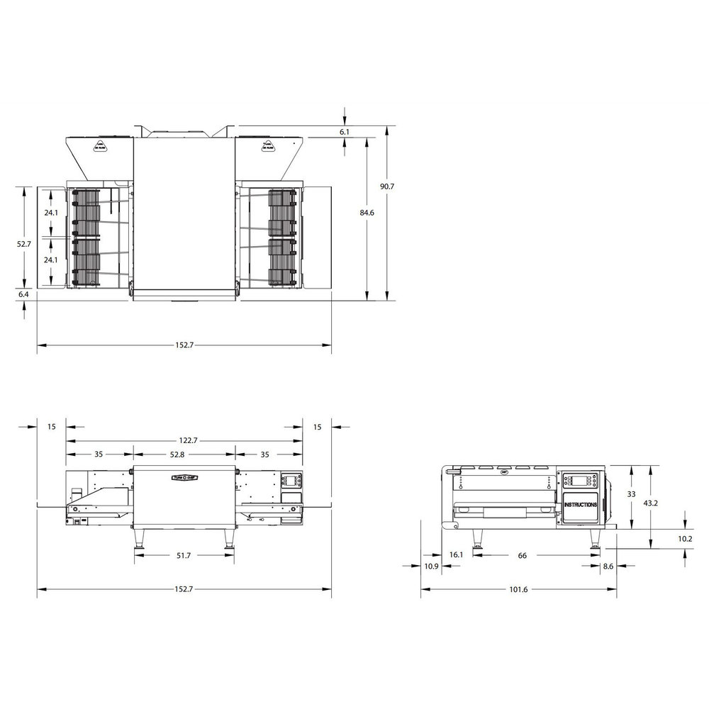 Turbochef Conveyor Oven | High Speed | Interne Afzuiging | Programmeerbaar | Split Belt | 400v (14.4kw) | 1227x907x432(h)mm
