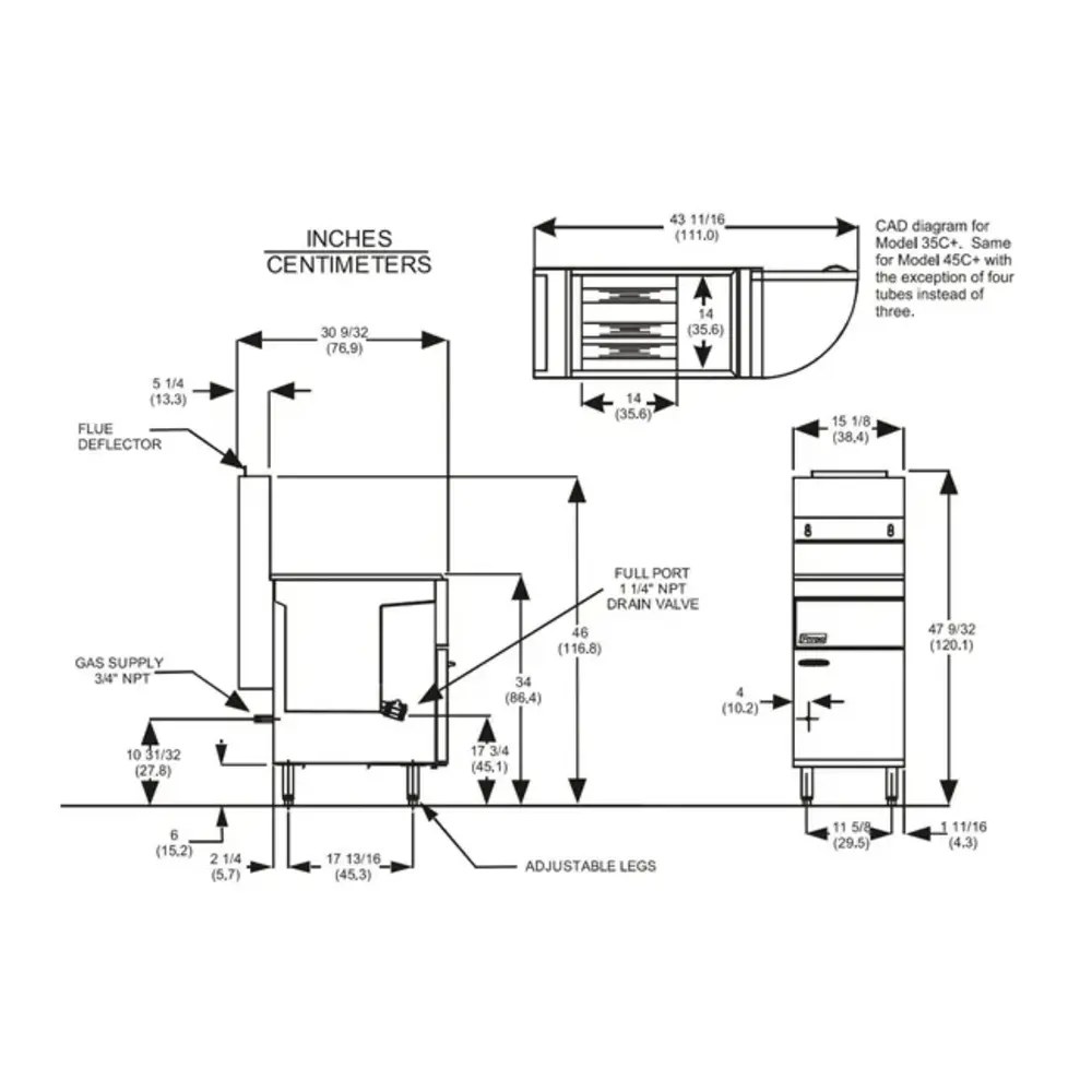 Pitco Friteuse | 35c | Propaan | 18l | 26kw | Aftapkraan | 384x769x864/1168(h)mm