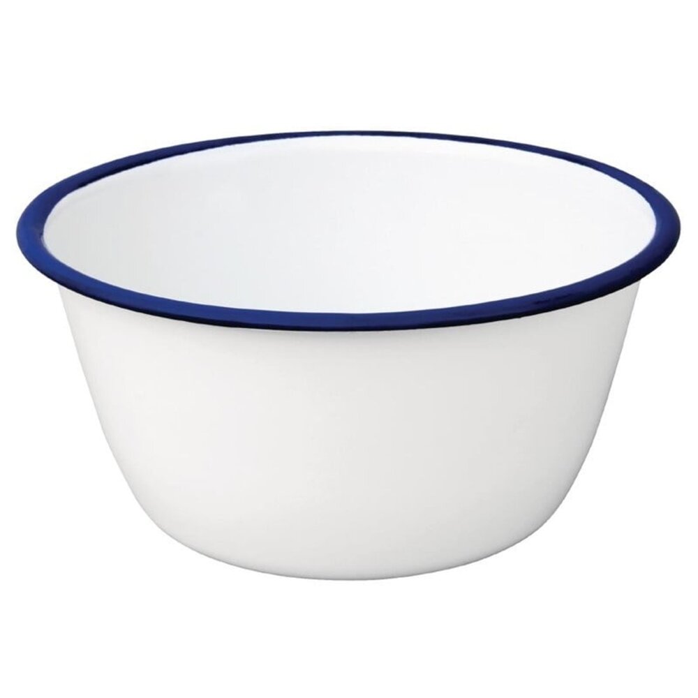 Olympia Dessertschaaltjes | Geëmailleerd Staal | Wit/blauw | 6 Stuks | ø155x60(h)mm