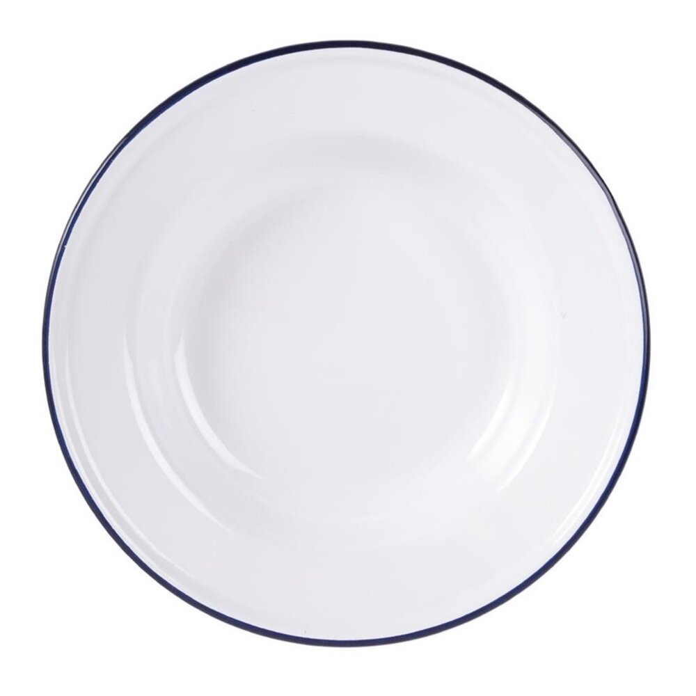 Olympia Diepe Borden | Geëmailleerd Staal | Wit/blauw | 6 Stuks | ø245mm