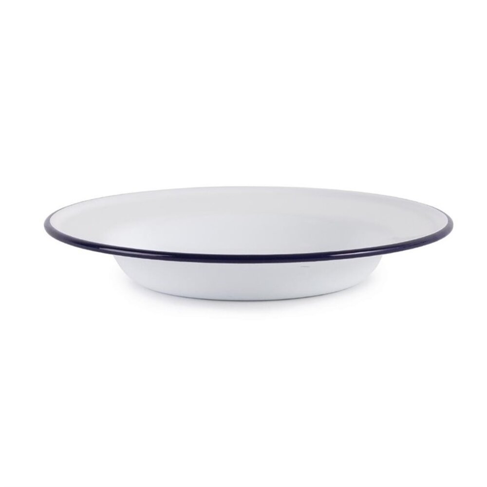 Olympia Diepe Borden | Geëmailleerd Staal | Wit/blauw | 6 Stuks | ø245mm