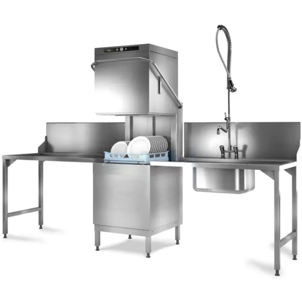 Hobart Doorschuifvaatwasser | Ecomax Plus | Mand 500x500 | Afvoerpomp | Zeeppomp | Naglanspomp | 230v/400v | 635x742x1510(h)mm