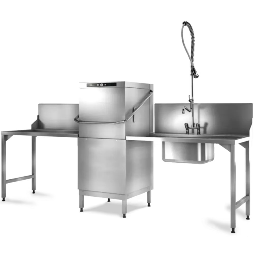 Hobart Doorschuifvaatwasser | Ecomax Plus | Mand 500x500 | Afvoerpomp | Zeeppomp | Naglanspomp | 230v/400v | 635x742x1510(h)mm