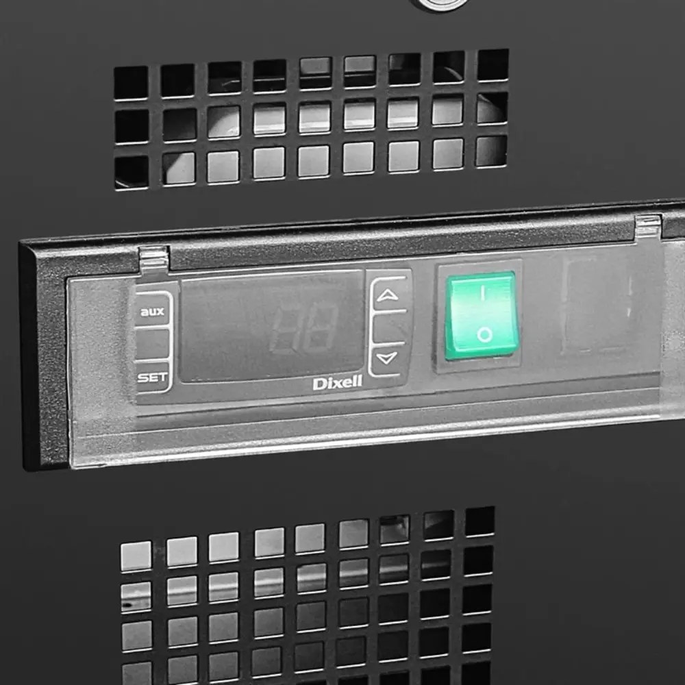 Polar Drankenkoeling | 490l | Zwart | +2°c/+8°c | Statisch + Ventilator | Schuifdeuren | Wielen | 920x514x1880(h)mm