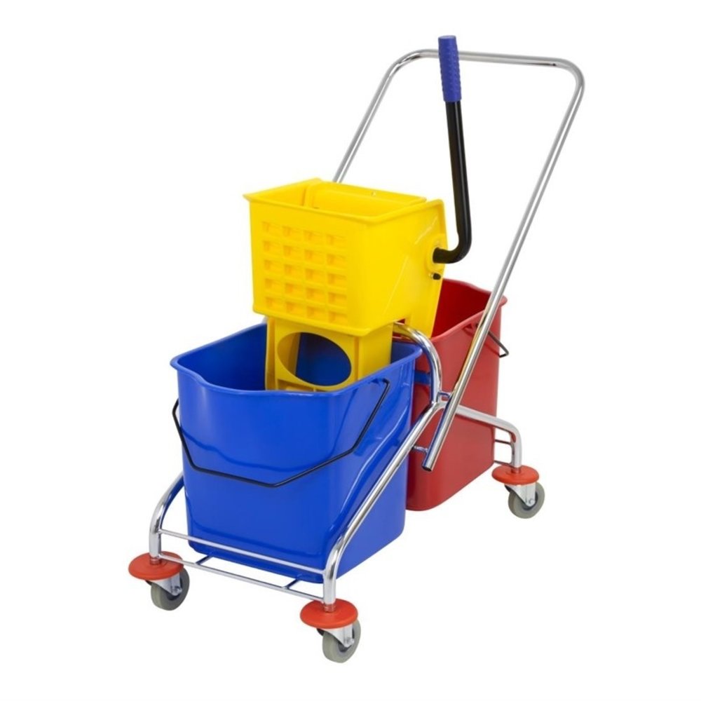 Jantex Duo Rol Emmer Met Wringer | 2x 23l | Stevige Rvs Wagen | 410x995x860(h)mm