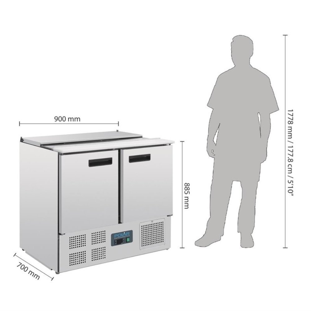 Polar G-serie Rvs Gekoelde Saladette | 240l | 2,5 GN | 230v | 900x700x885(h)mm