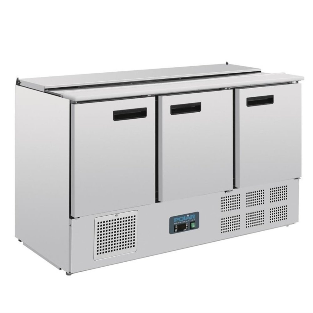 Polar G-serie Rvs Gekoelde Saladette 3-deurs | 368l | 1/1 GN | 230v | 1370x700x885(h)mm