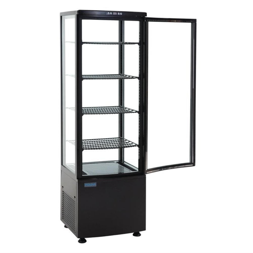 Polar Gebaksvitrine | 235l | Zwart | +2°c/+12°c | 5 Schappen | 515x485x1690(h)mm