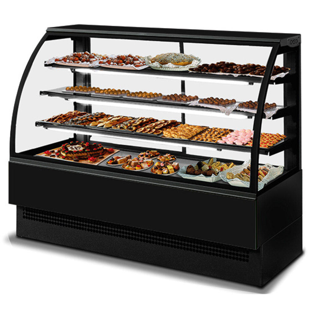 Mastro Gebaksvitrine | 610l | Zwart | +2°c/+8°c | 4 Schappen | 1800x800x1400(h)mm