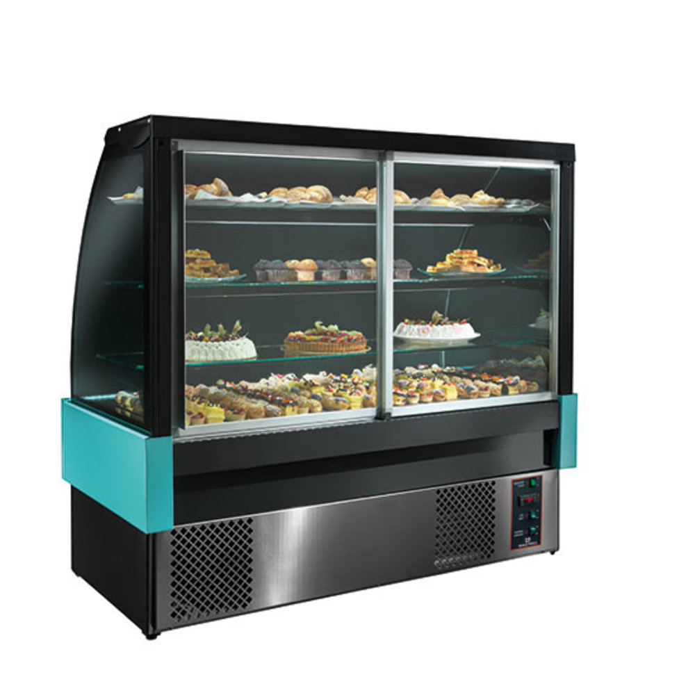 Mastro Gebaksvitrine | 610l | Zwart | +2°c/+8°c | 4 Schappen | 1800x800x1400(h)mm