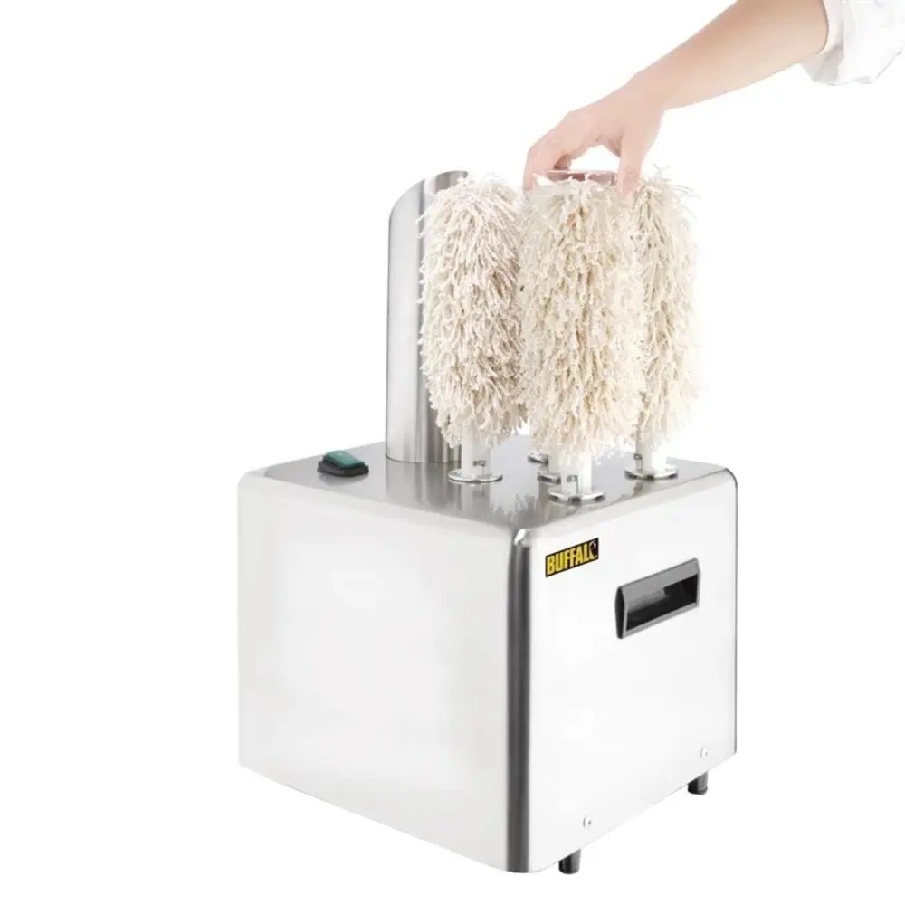 Buffalo Glazenpoleermachine | Rvs | ≤330 Glazen/uur | 5 Borstels | Warme Lucht | 300x330x510(h)mm