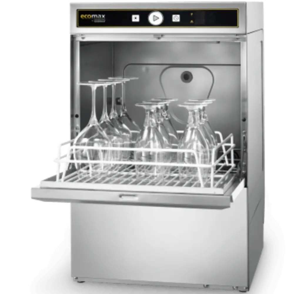 Hobart Glazenspoelmachine | Ecomax | Mand 390x390 | Afvoerpomp | Zeeppomp | Naglanspomp | 230v/400v | Dubbelwandig | 436x534x700(h)mm