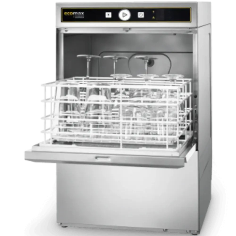 Hobart Glazenspoelmachine | Ecomax | Mand 390x390 | Afvoerpomp | Zeeppomp | Naglanspomp | 230v/400v | Dubbelwandig | 436x534x700(h)mm