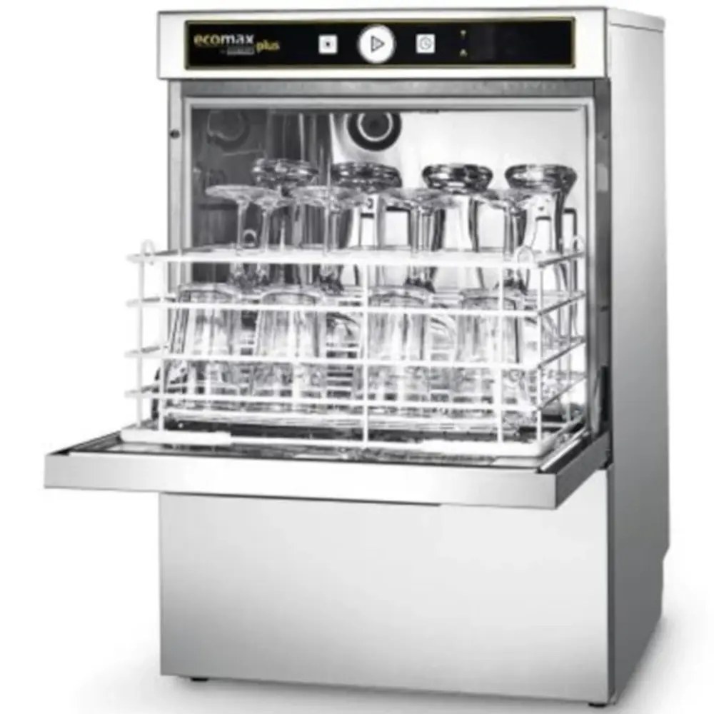 Hobart Glazenspoelmachine | Ecomax Plus | Mand 400x400 | Afvoerpomp | Zeeppomp | Naglanspomp | 230v/400v | Dubbelwandig | 460x590x705(h)mm