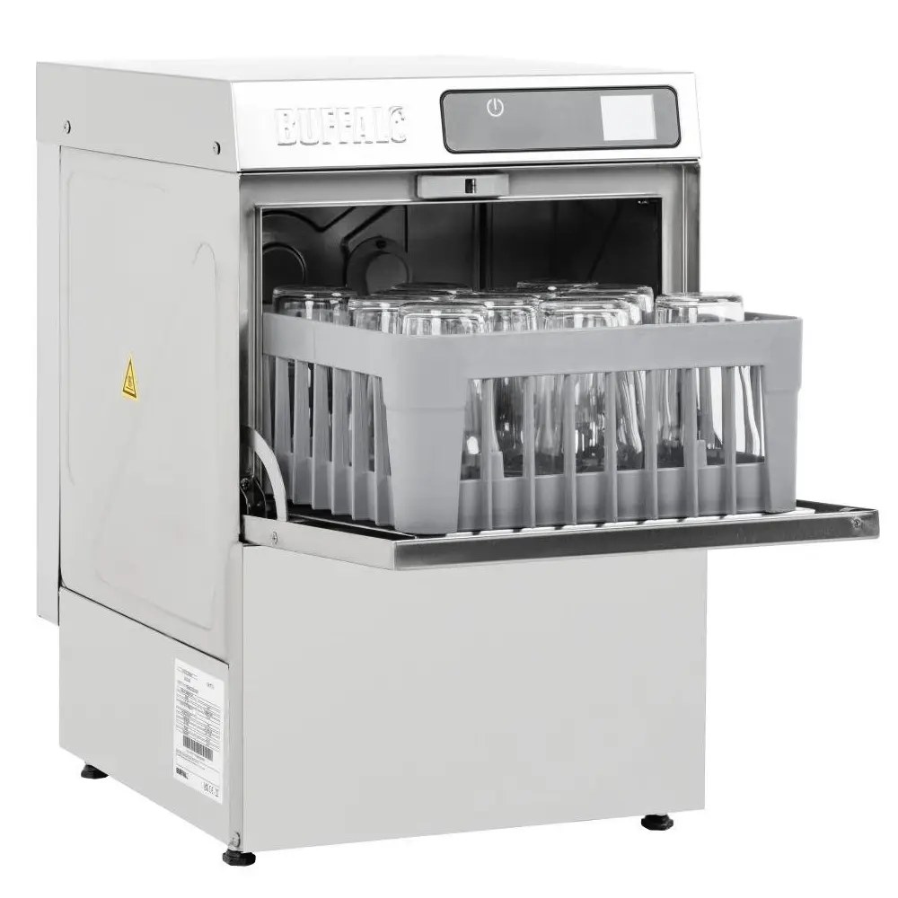 Buffalo Glazenspoelmachine | Mand 350x350 | Zeeppomp | Naglanspomp | 230v | Touchscreen | 425x465x630(h)mm
