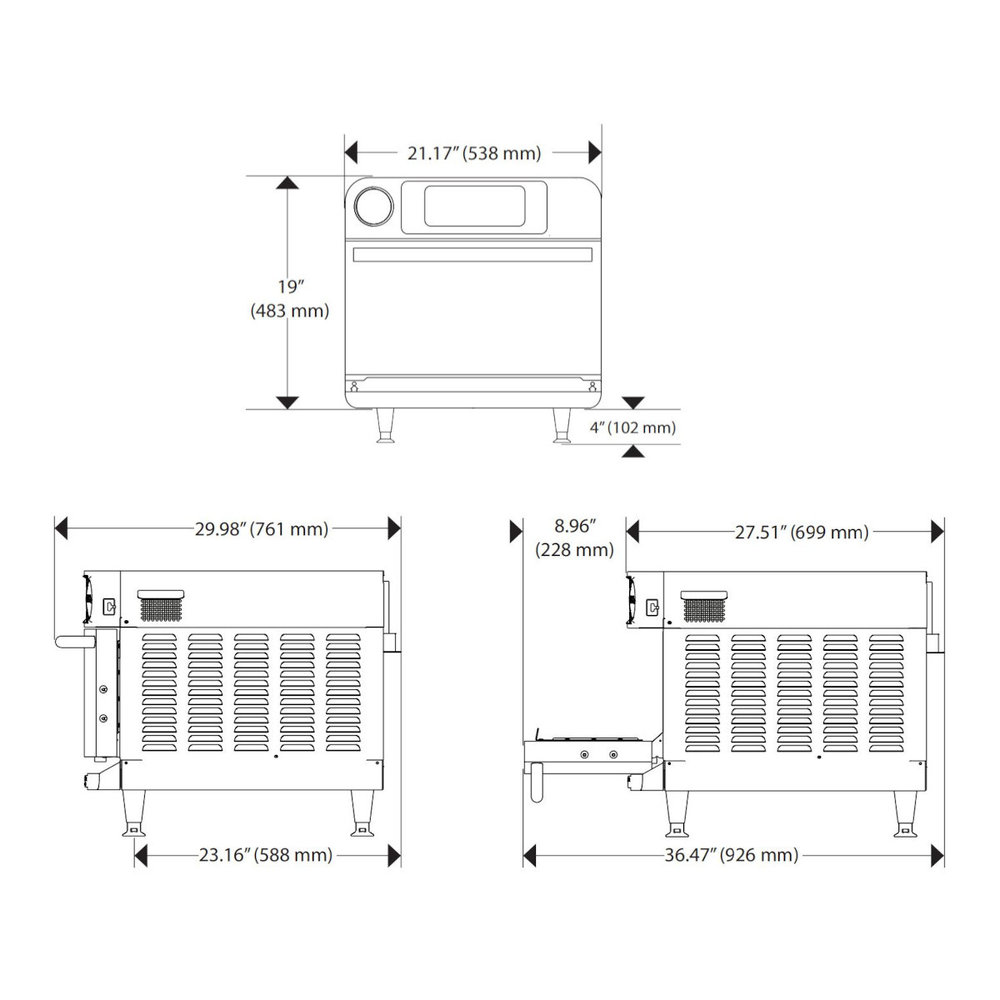 Turbochef High Speed Oven | Bullet | Hete Lucht + Magnetron + Infrarood | Touchscreen | Wifi | 400v (10.5kw) | 538x761x584(h)mm