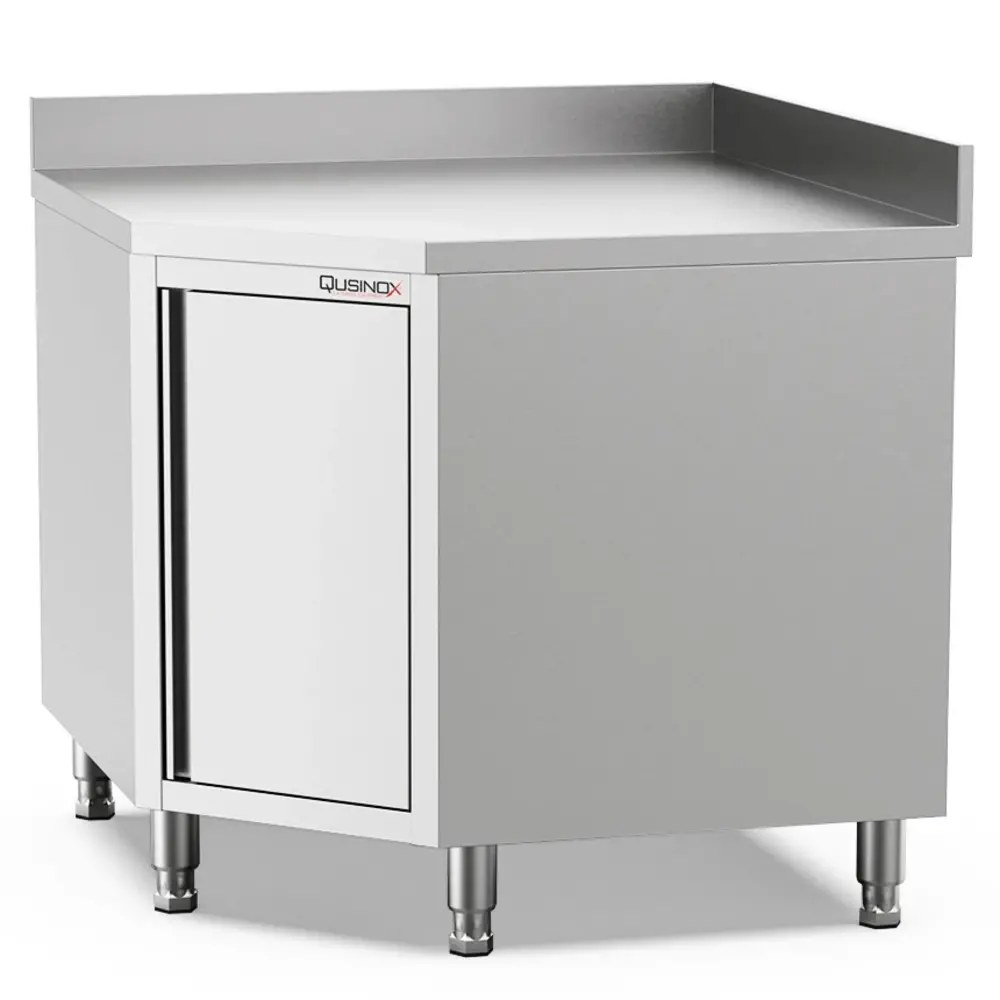 Qusinox Hoekwerkbank | 600 Line | Rvs | Draaideur | Achteropstand | 1000x1000x900(h)mm