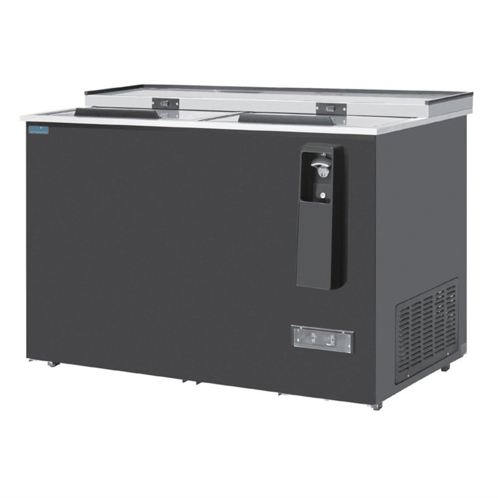 Polar Koelkist Met Werkblad | Zwart | 417l | Flesopener + Opvangbak | +2°c/+8°c (statisch + Ventilator) | 2 Schuifdeksels (dicht) | 1255x687x888(h)mm