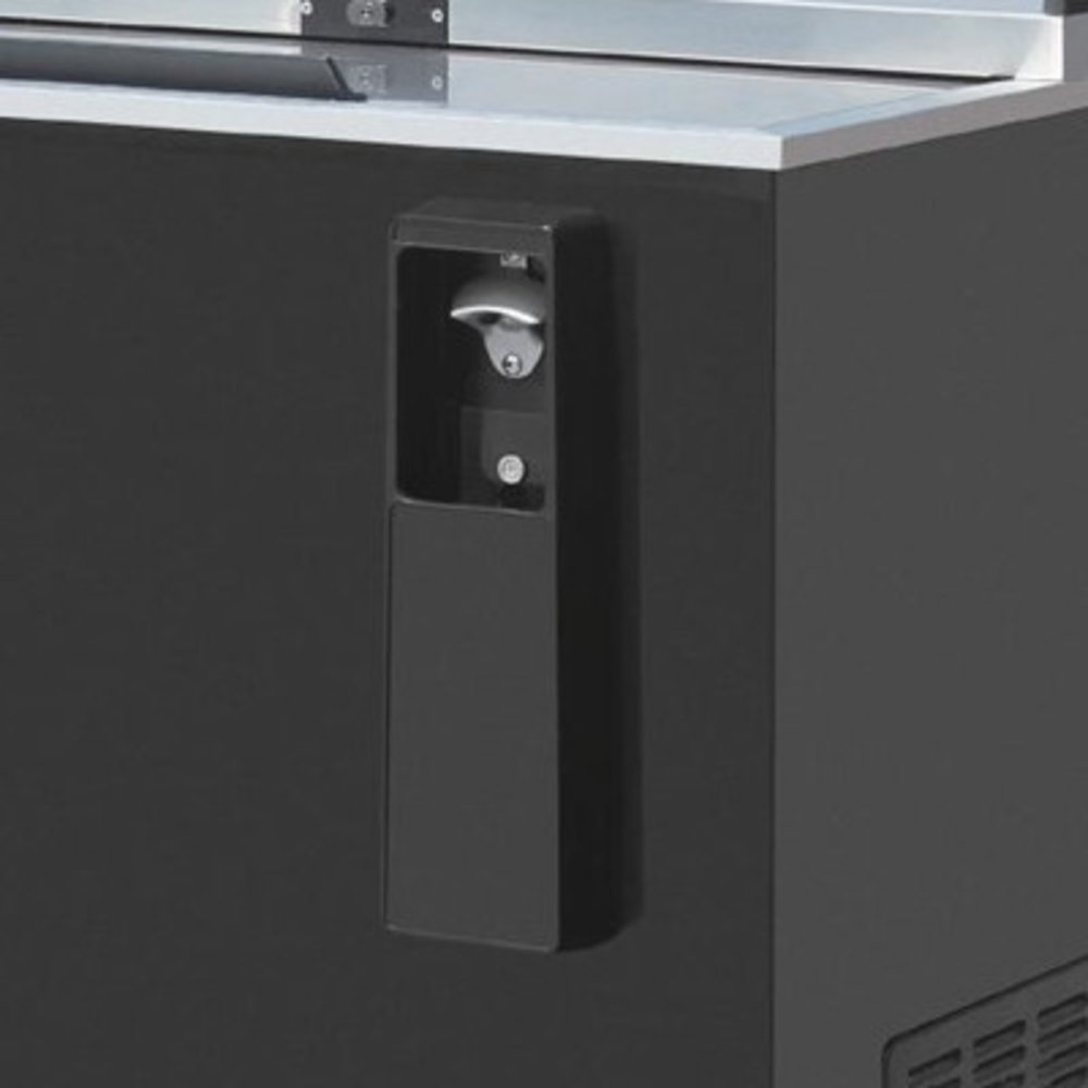 Polar Koelkist Met Werkblad | Zwart | 417l | Flesopener + Opvangbak | +2°c/+8°c (statisch + Ventilator) | 2 Schuifdeksels (dicht) | 1255x687x888(h)mm