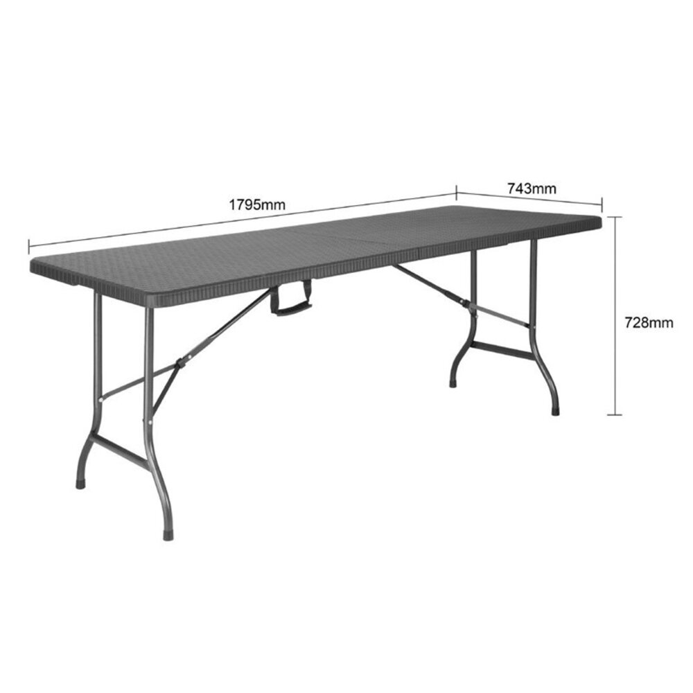Bolero Inklapbare Buffettafel | Kunststof/staal | Zwart Blad | Grijs Frame | In-/outdoor | 1829x743x728(h)mm