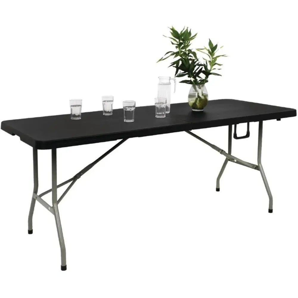 Bolero Inklapbare Buffettafel | Kunststof/staal | Zwart Blad | Grijs Frame | In-/outdoor | 1836x760x738(h)mm