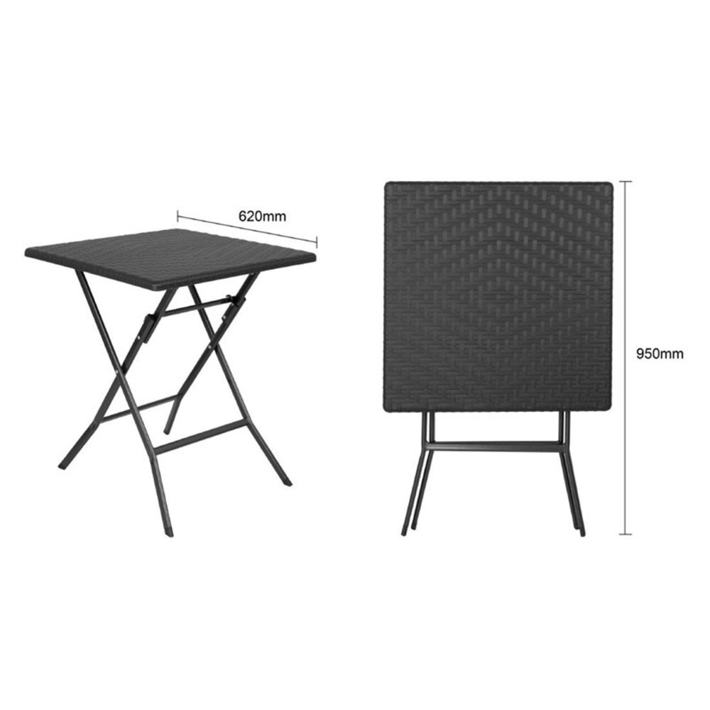 Bolero Inklapbare Tafel | Kunststof/staal | Zwart | In-/outdoor | 620x620x730(h)mm