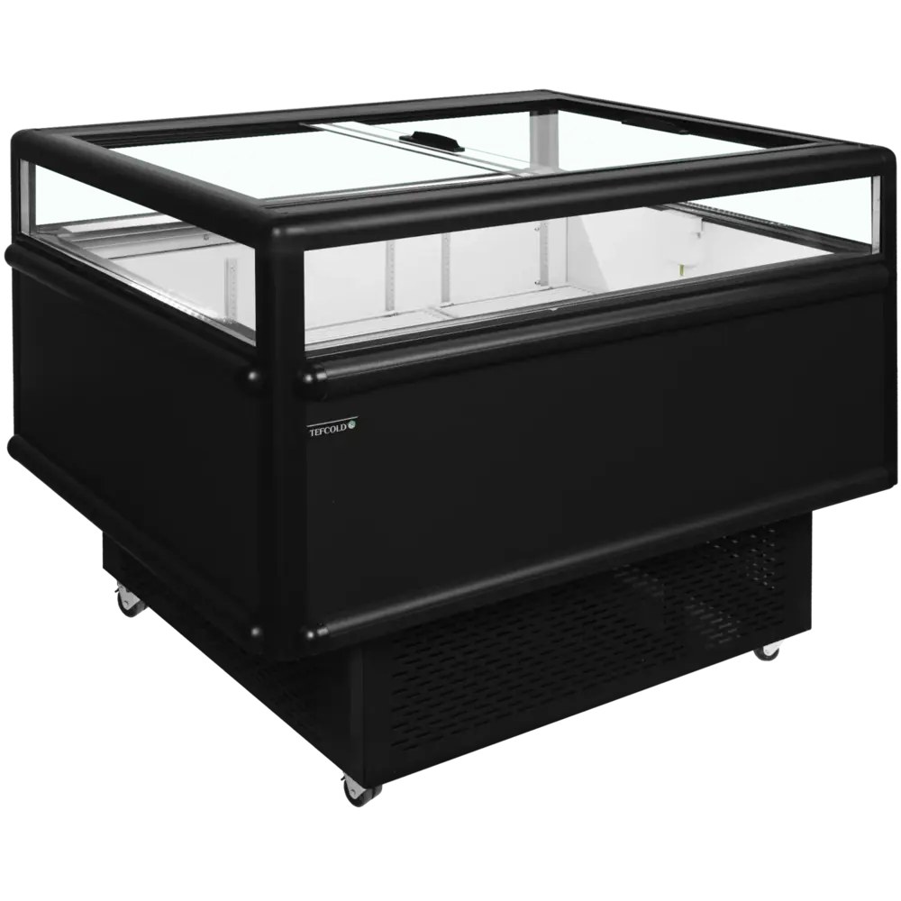 Tefcold Koel-/vrieseiland | 200l | Zwart | -18°c/-24°c & -2°c/+5°c | Geforceerd | Schuifdeksels | Wielen (geremd) | 1255x1015x962(h)mm