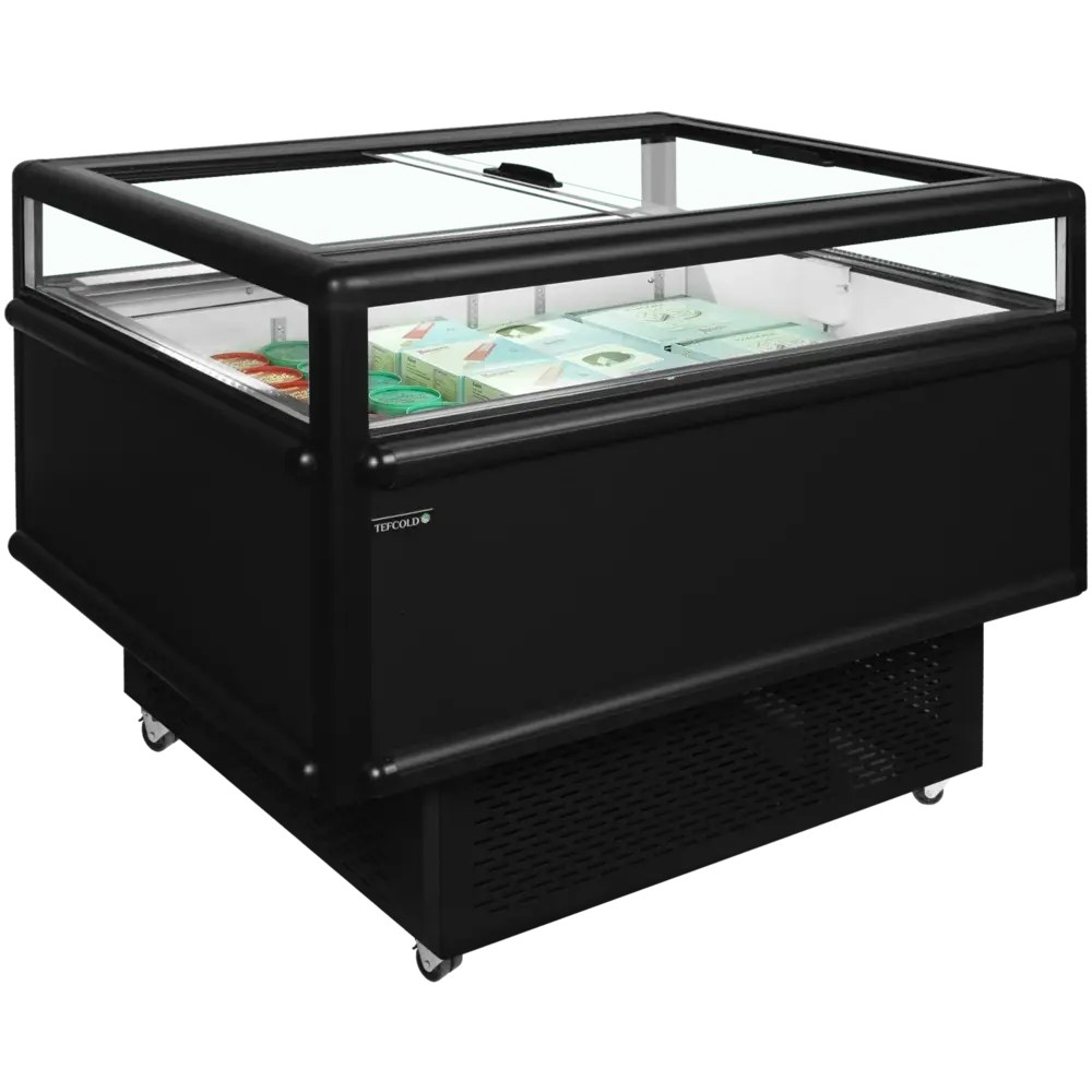 Tefcold Koel-/vrieseiland | 200l | Zwart | -18°c/-24°c & -2°c/+5°c | Geforceerd | Schuifdeksels | Wielen (geremd) | 1255x1015x962(h)mm