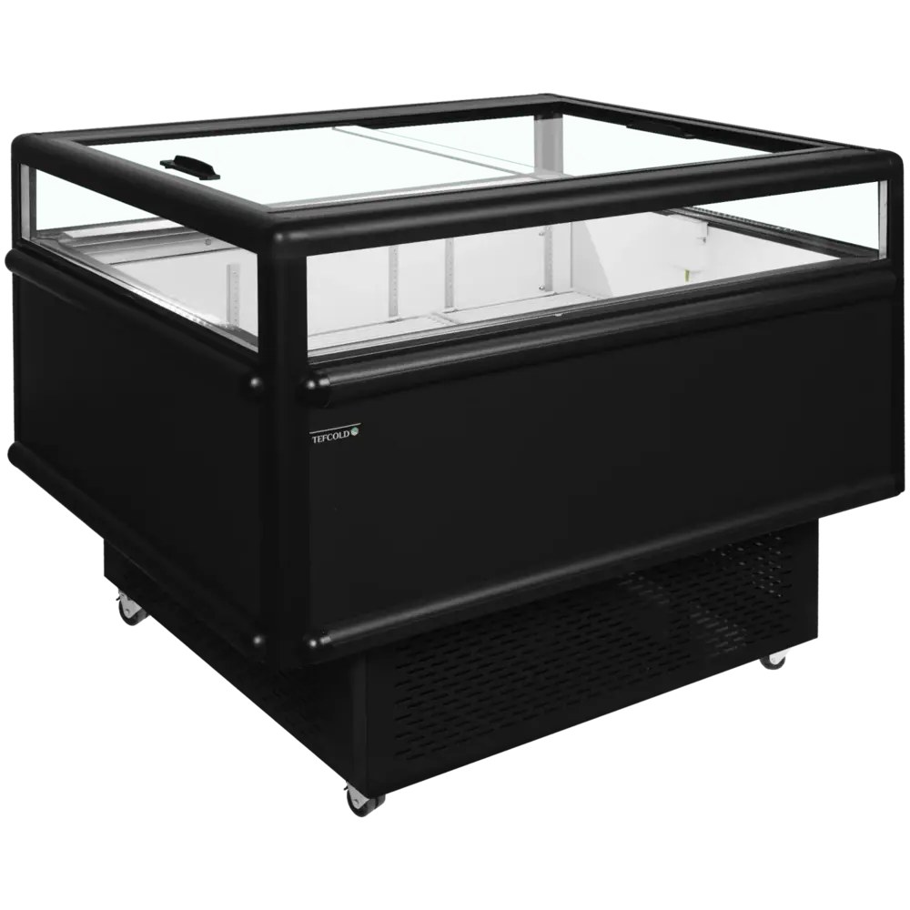 Tefcold Koel-/vrieseiland | 200l | Zwart | -18°c/-24°c & -2°c/+5°c | Geforceerd | Schuifdeksels | Wielen (geremd) | 1255x1015x962(h)mm