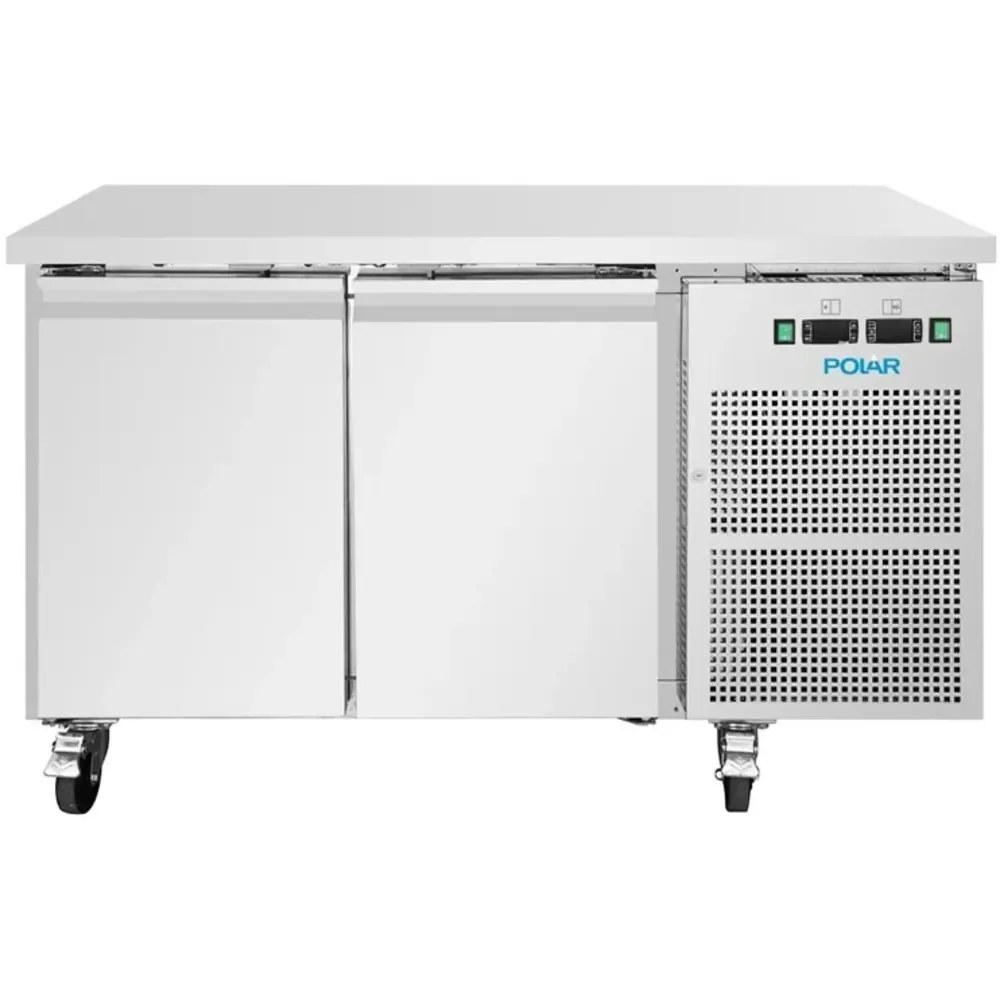 Polar Koel-/vrieswerkbank | U-serie | 124l (1/1 Gn) | 2 Deuren | -2°c/+8°c | Geforceerd | Wielen (geremd) | 1360x700x860(h)mm