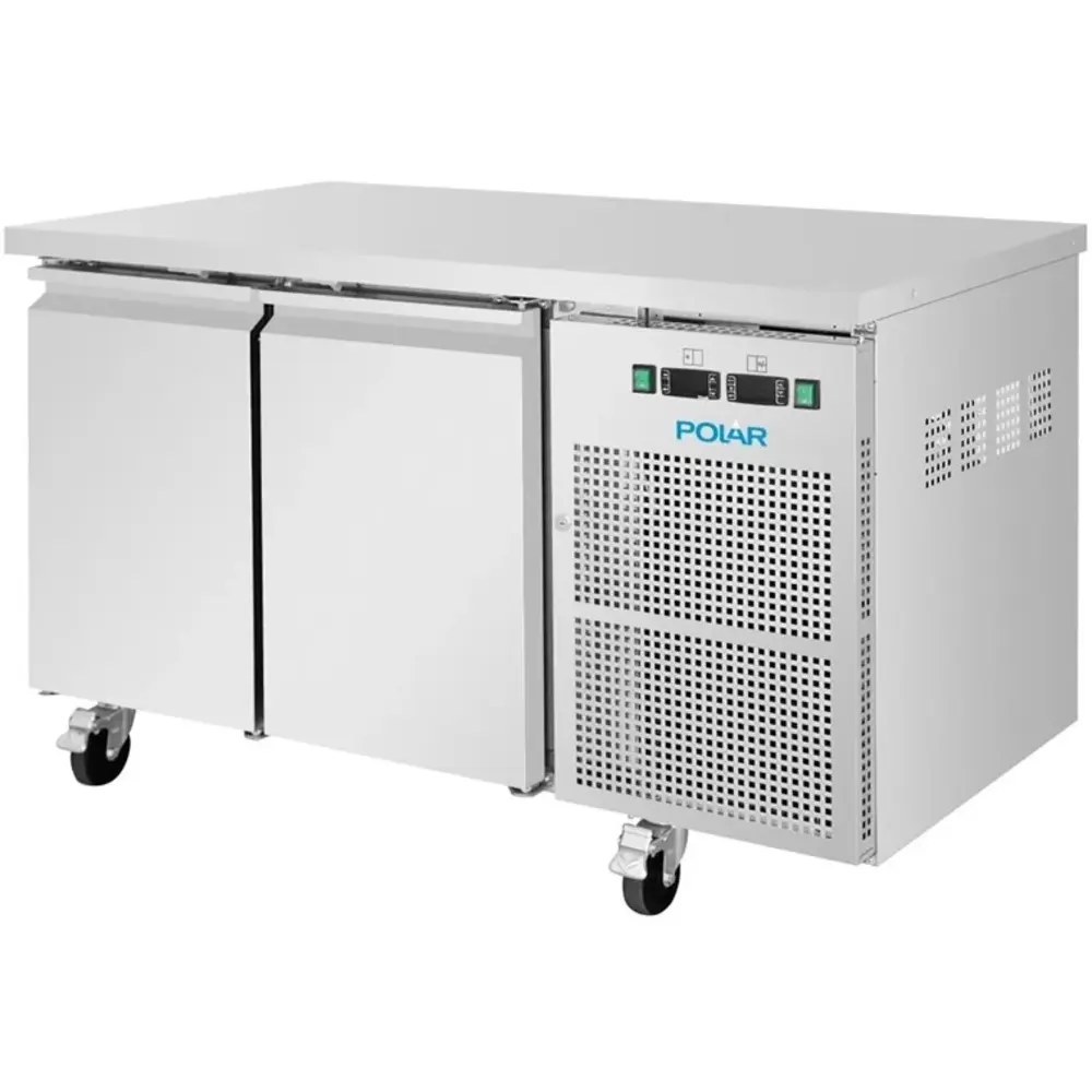 Polar Koel-/vrieswerkbank | U-serie | 124l (1/1 Gn) | 2 Deuren | -2°c/+8°c | Geforceerd | Wielen (geremd) | 1360x700x860(h)mm