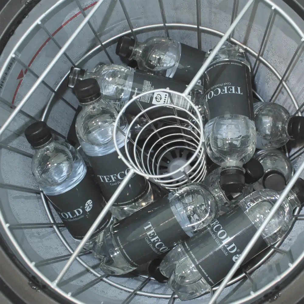 Tefcold Koelemmer | 53l | Zwart | +2°c/+12°c | Statisch + Ventilator | Klapdeksel | Wielen (geremd) | ø457x830(h)mm