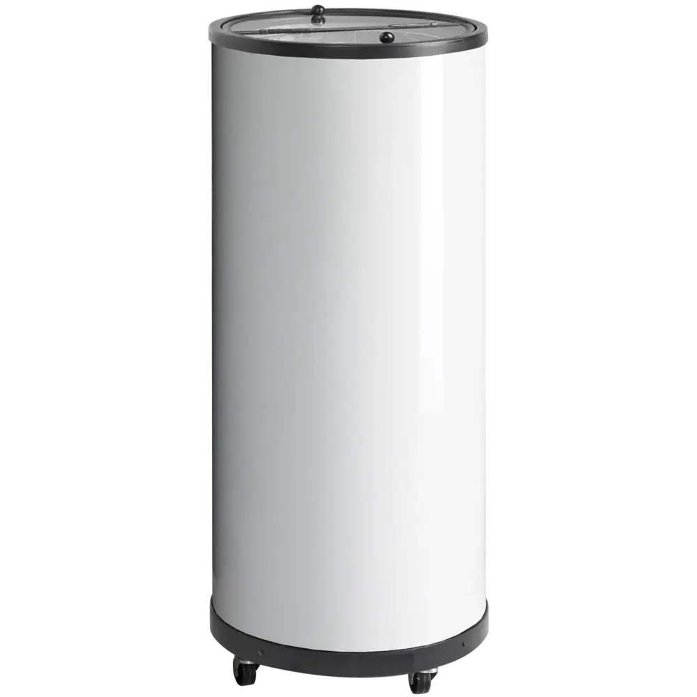 Tefcold Koelemmer | 80l | Wit | +2°c/+12°c | Statisch + Ventilator | Klapdeksel | Wielen (geremd) | ø457x1076(h)mm