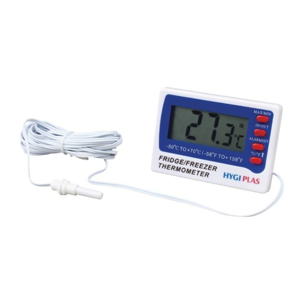 Hygiplas Koeling en Vriezerthermometer Digitaal | -50°c Tot +70°c | Kabellengte 3m | 7,3x1,5x5,2(h)cm