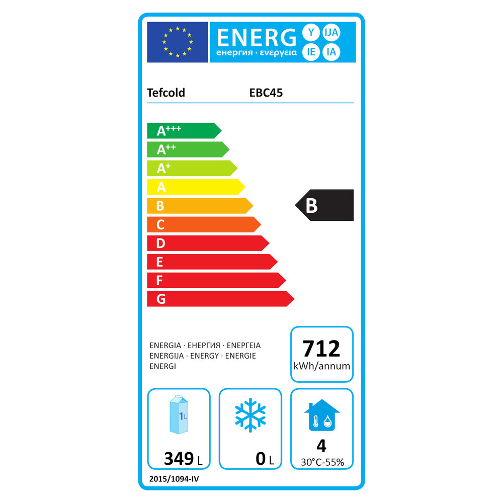 Tefcold Koelkist | Ebc | Wit | 352l | +3°c/+10°c | Statisch | Kanteldeksel | Wielen | 1326x696x857(h)mm