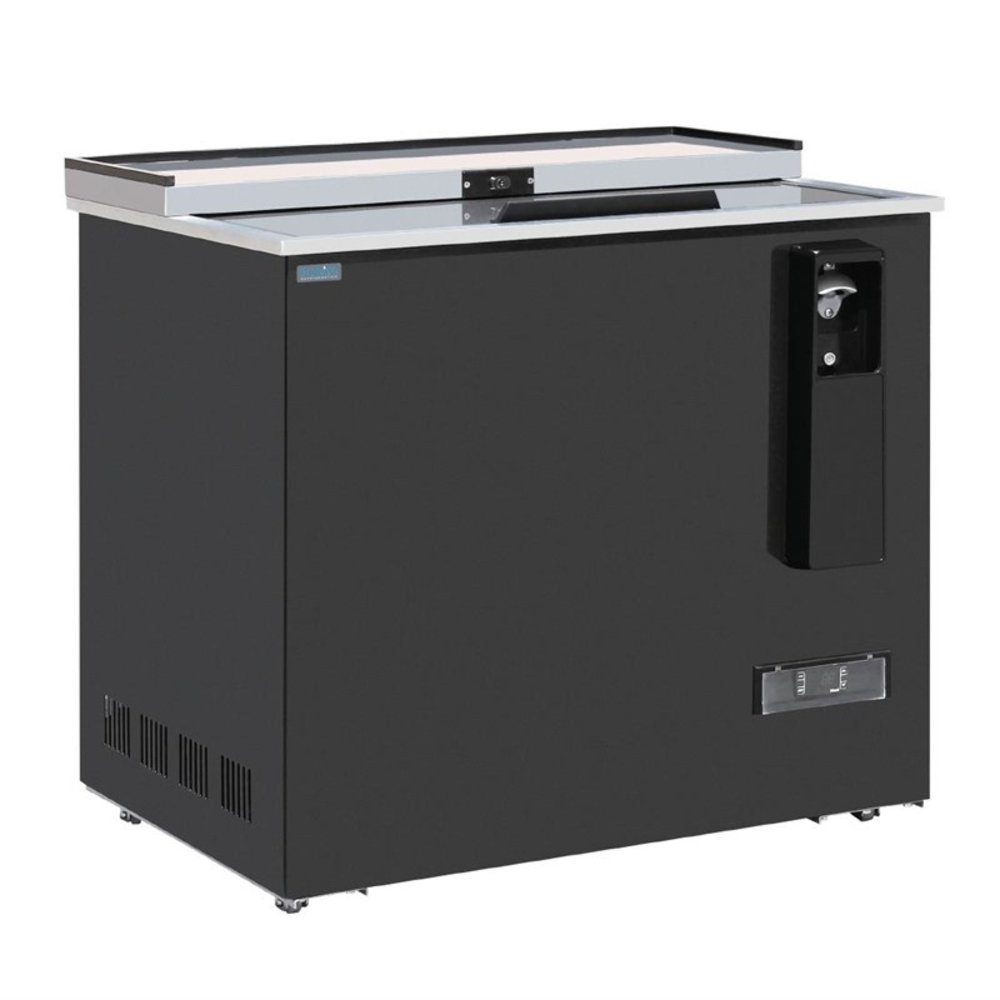 Polar Koelkist Met Werkblad | Zwart | 279l | Flesopener + Opvangbak | +2°c/+8°c (statisch + Ventilator) | 2 Schuifdeksels (dicht) | 935x687x888(h)mm