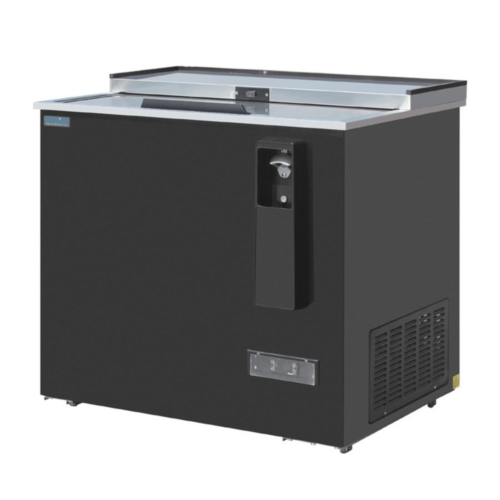 Polar Koelkist Met Werkblad | Zwart | 279l | Flesopener + Opvangbak | +2°c/+8°c (statisch + Ventilator) | 2 Schuifdeksels (dicht) | 935x687x888(h)mm