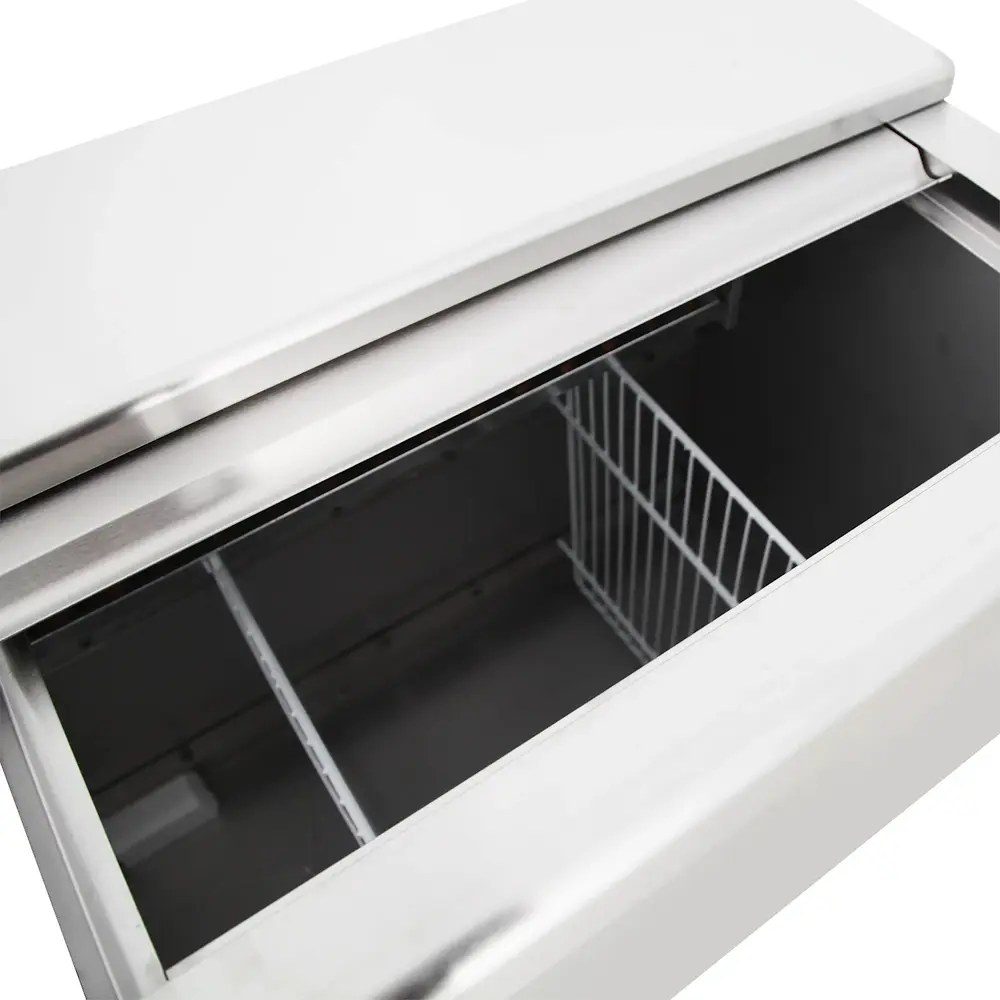 Tefcold Koelkist | Serie Bhc | Rvs | 270l | +2°c/+8°c | Statisch | Schuifdeksel + Werkblad | Wielen (geremd) | 1005x565x930(h)mm