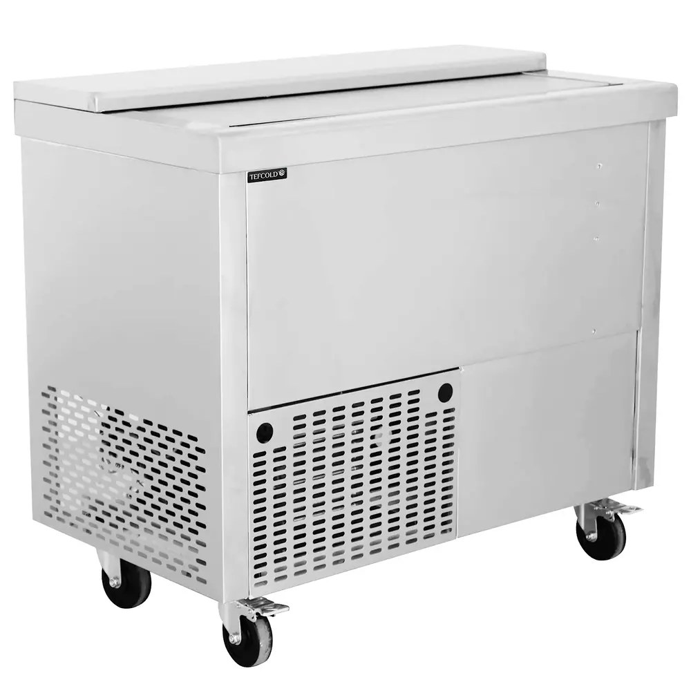 Tefcold Koelkist | Serie Bhc | Rvs | 270l | +2°c/+8°c | Statisch | Schuifdeksel + Werkblad | Wielen (geremd) | 1005x565x930(h)mm