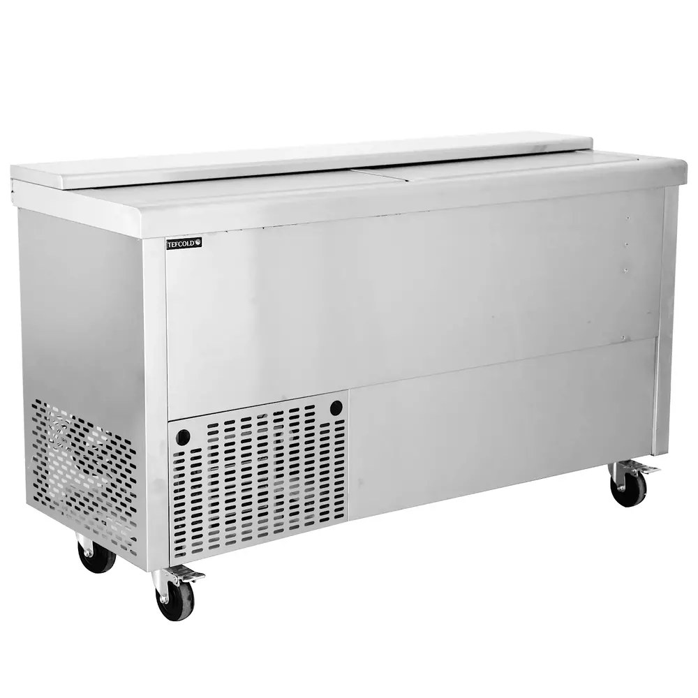 Tefcold Koelkist | Serie Bhc | Rvs | 440l | +2°c/+8°c | Statisch | Schuifdeksels + Werkblad | Wielen (geremd) | 1505x565x930(h)mm