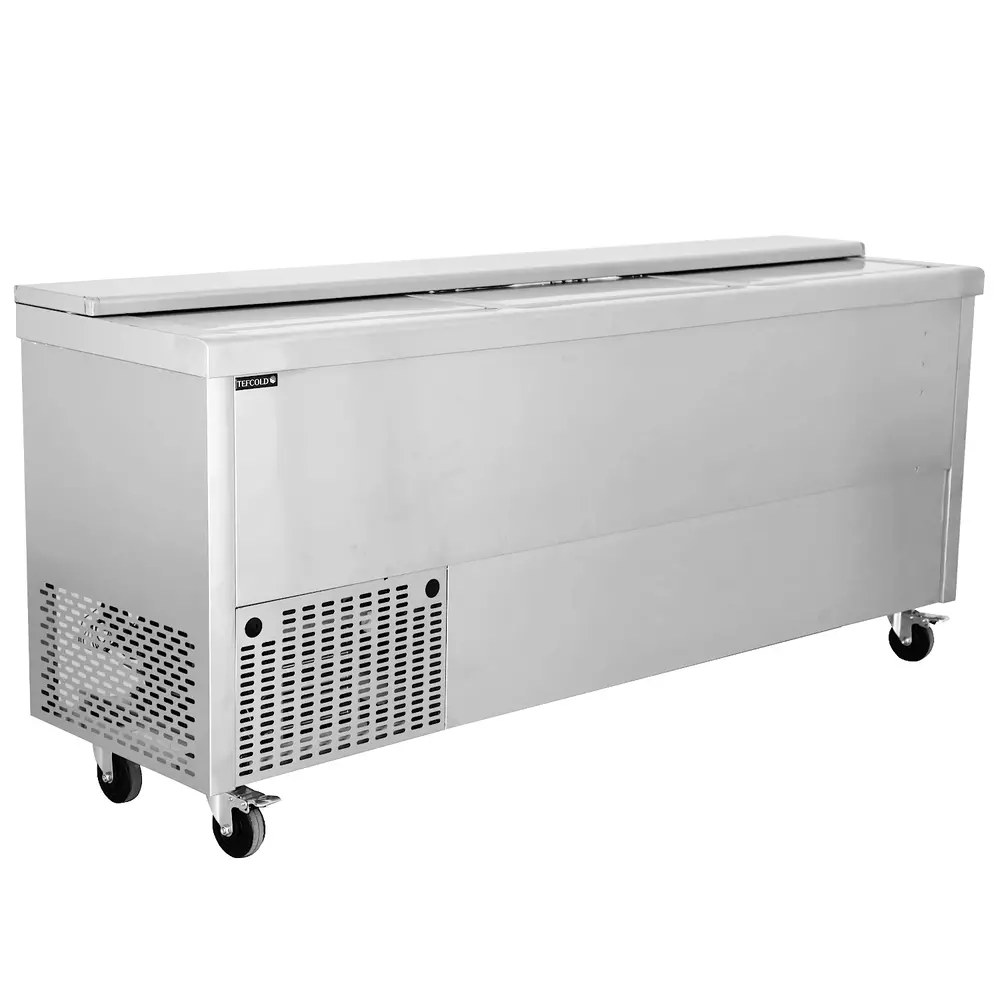 Tefcold Koelkist | Serie Bhc | Rvs | 615l | +2°c/+8°c | Statisch | Schuifdeksels + Werkblad | Wielen (geremd) | 2005x565x930(h)mm