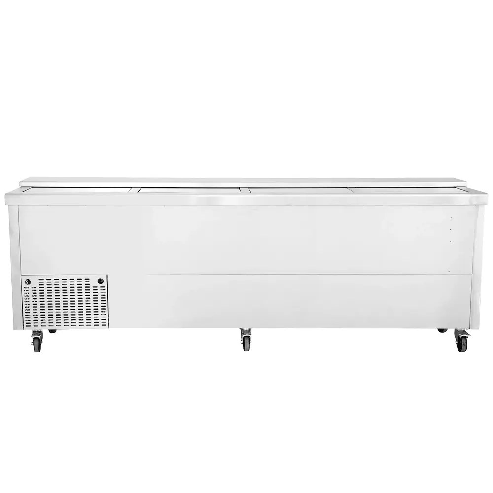 Tefcold Koelkist | Serie Bhc | Rvs | 790l | +2°c/+8°c | Statisch | Schuifdeksels + Werkblad | Wielen (geremd) | 2505x565x930(h)mm