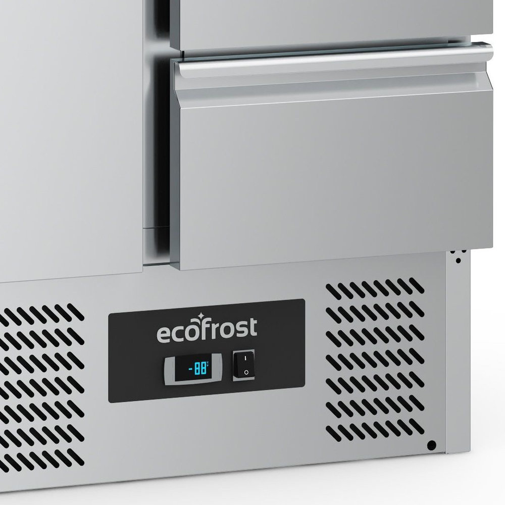 Ecofrost Koelwerkbank | 230l | 1 Deur (1/1 Gn) + 2 Laden | +2°c/+8°c | Statisch + Ventilator | 900x700x876(h)mm