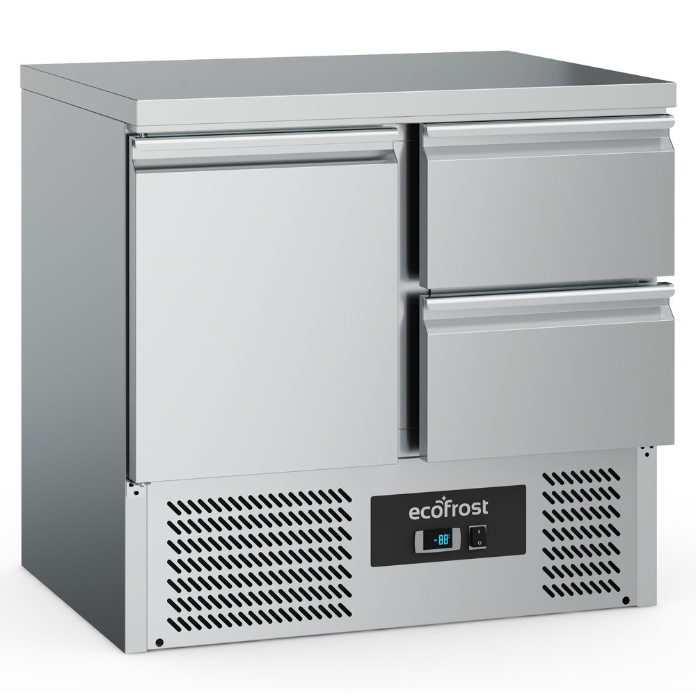 Ecofrost Koelwerkbank | 230l | 1 Deur (1/1 Gn) + 2 Laden | +2°c/+8°c | Statisch + Ventilator | 900x700x876(h)mm