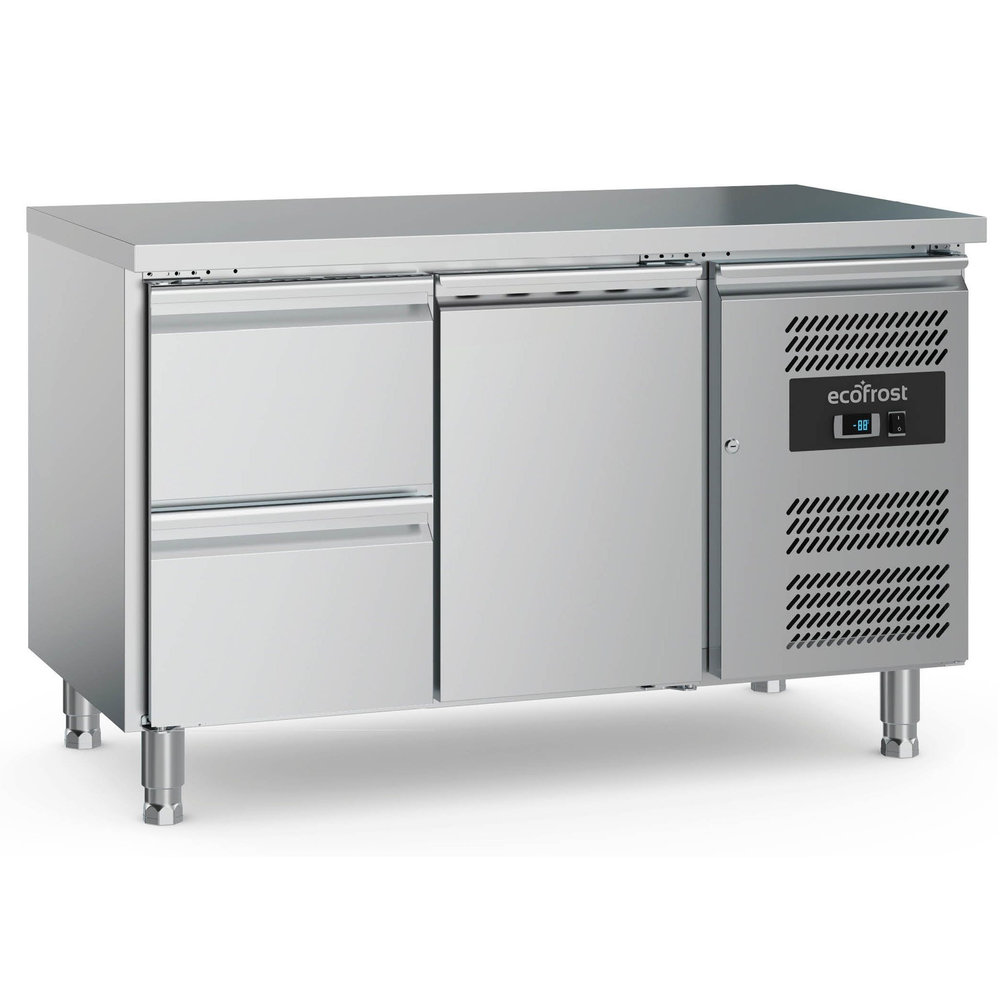 Ecofrost Koelwerkbank | 282l | 1 Deur (1/1 Gn) + 2 Laden | +2°c/+8°c | Geforceerd | 1360x700x850(h)mm