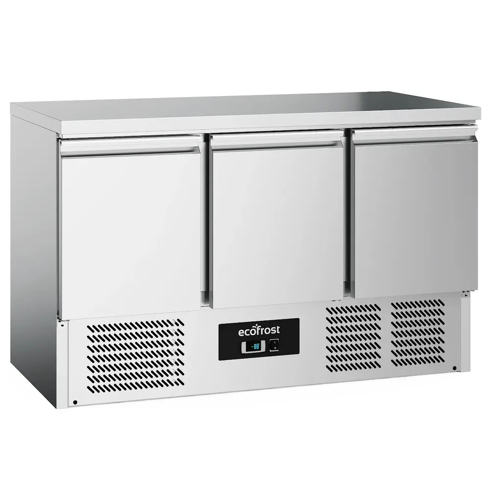 Ecofrost Koelwerkbank | 368l | 3 Deuren (1/1 Gn) | +2°c/+8°c | Statisch + Ventilator | 1365x700x876(h)mm