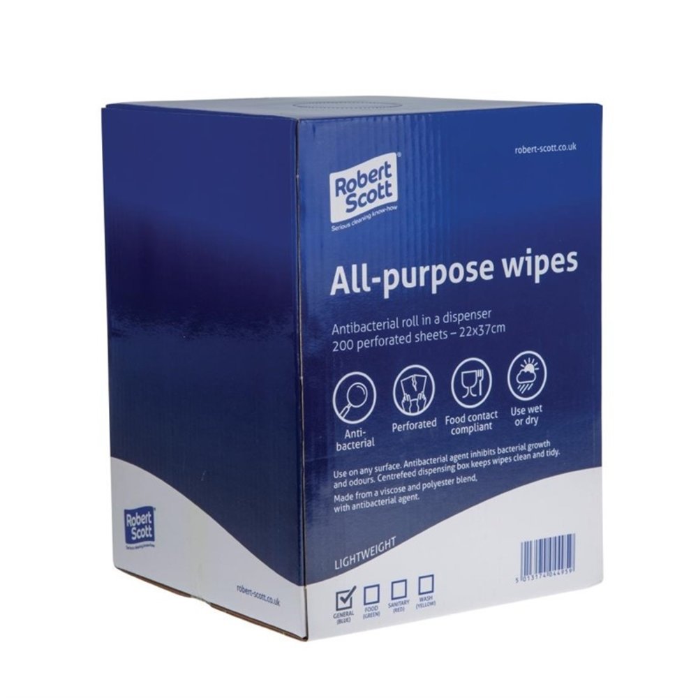 Jantex Multifunctionele Antibacteriële Doekjes Blauw | 200 Stuks | 80% Viscose en 20% Polyester | 37x22cm