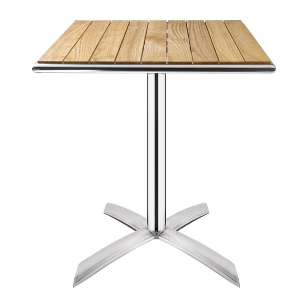 Bolero Inklapbare Tafel | Hout/aluminium | Essenhout Blad | Aluminium Frame | In-/outdoor | 600x600x730(h)mm